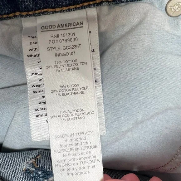 New Good American Good Curve Short Denim Jean Shorts High Rise Distressed - 18 - Picture 7 of 11